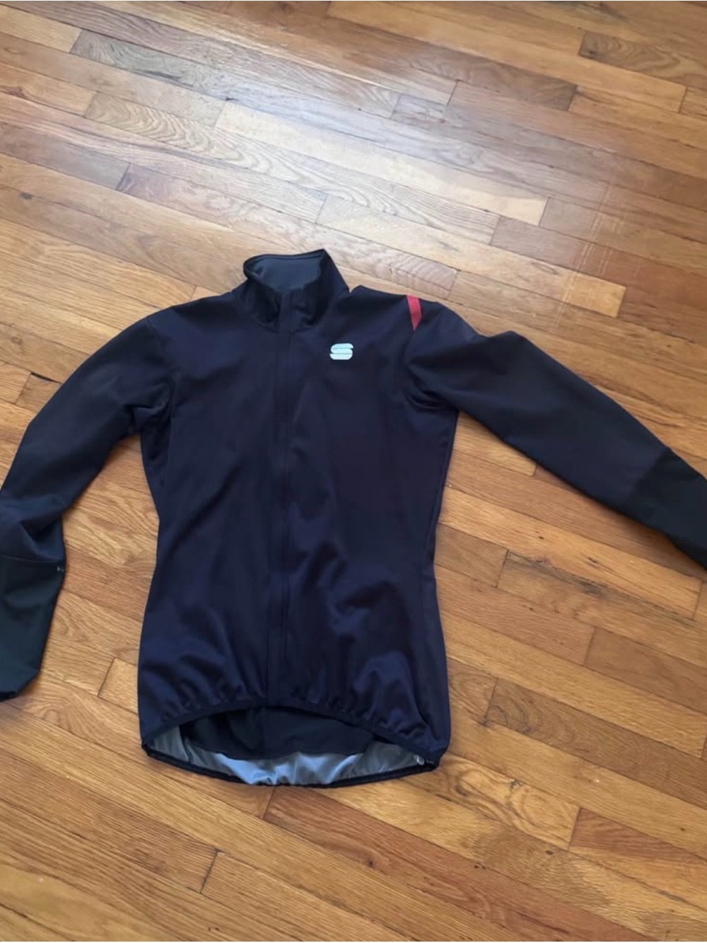 Women's Black Cycling Jacket with Red Accent